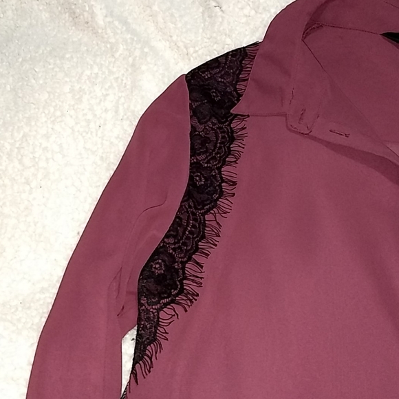 Purple sheer button up long sleeve - Picture 2 of 3